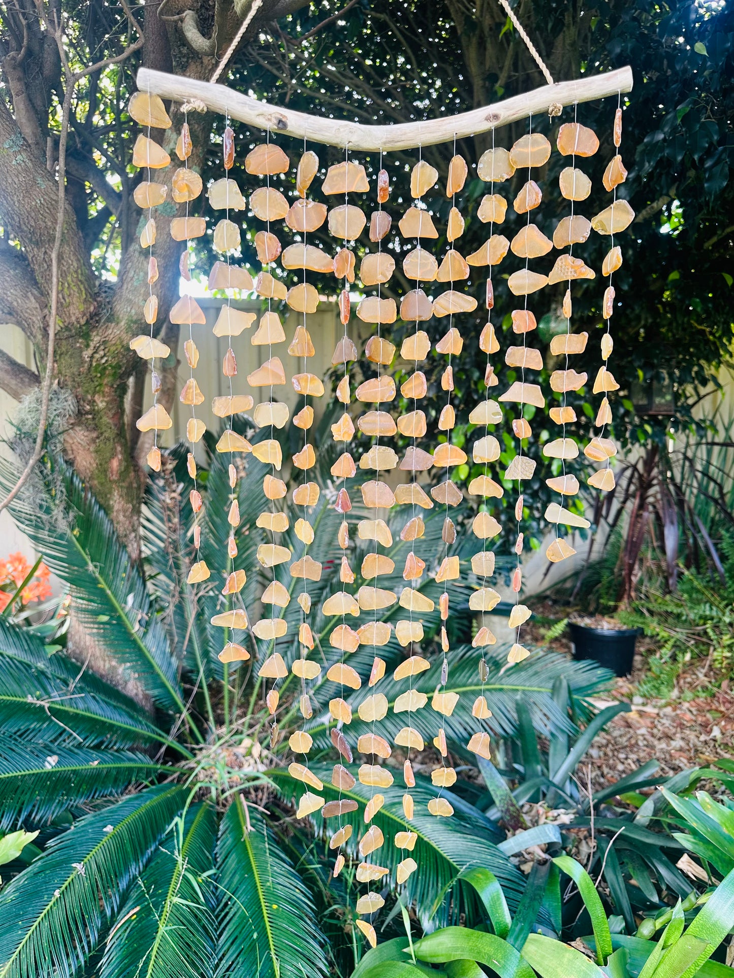 Sea Glass Wind Chime - Amber
