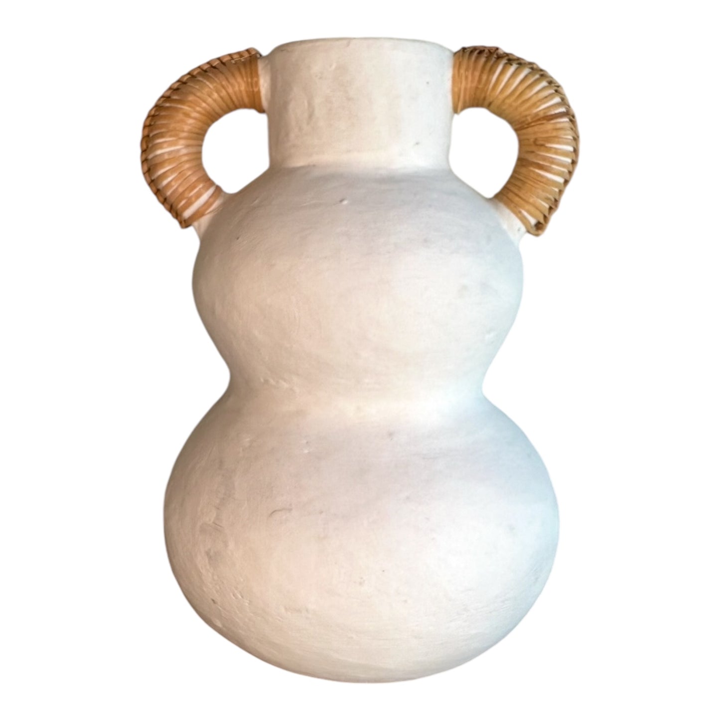 Handmade Clay Vase
- Whitewash Over Terracotta with Rattan Handles