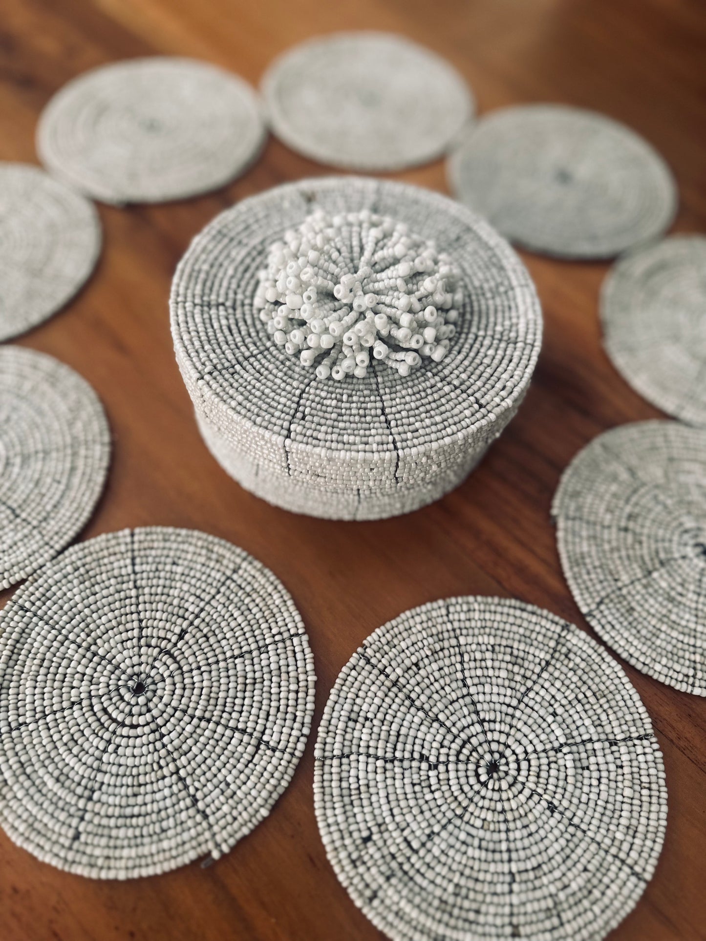 Hand Beaded Coasters - set of 10