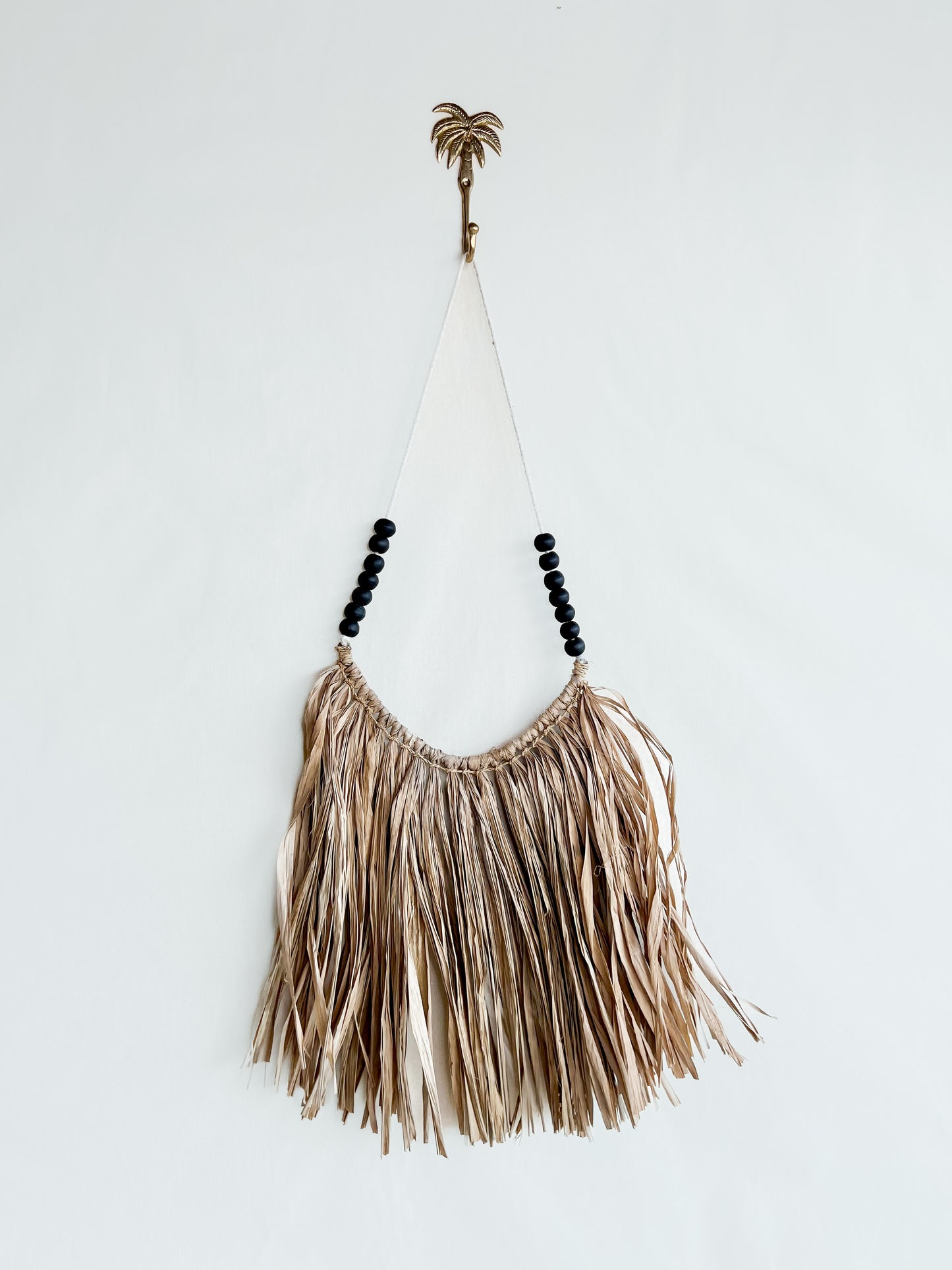 Raffia Wall Hanging w/black beads