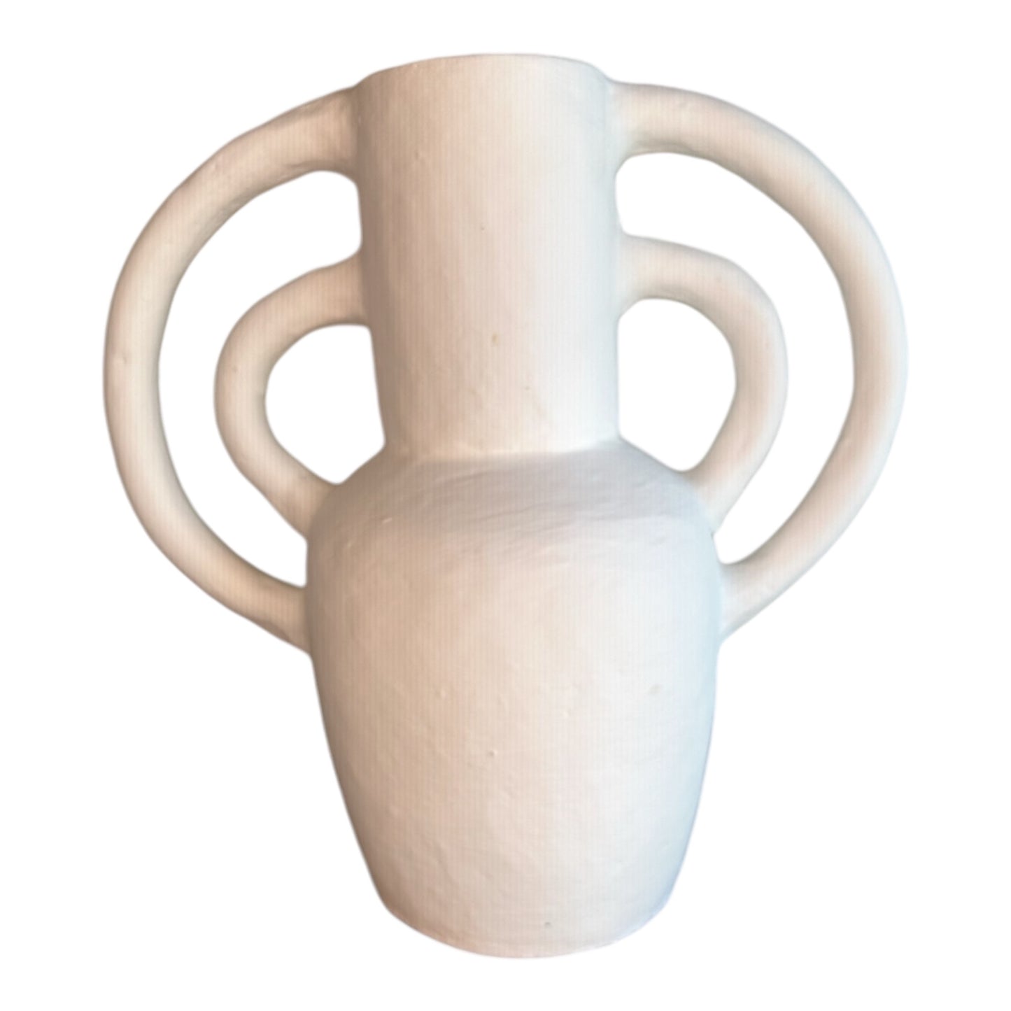 Handmade Clay Vase 
Whitewash over Terracotta Clay - Double Handle Feature