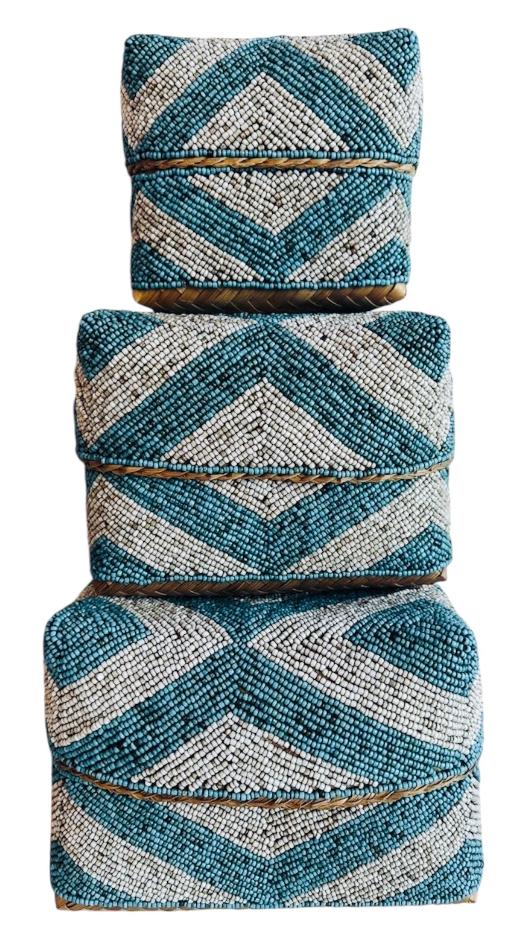 Handmade Beaded Box - Turquoise