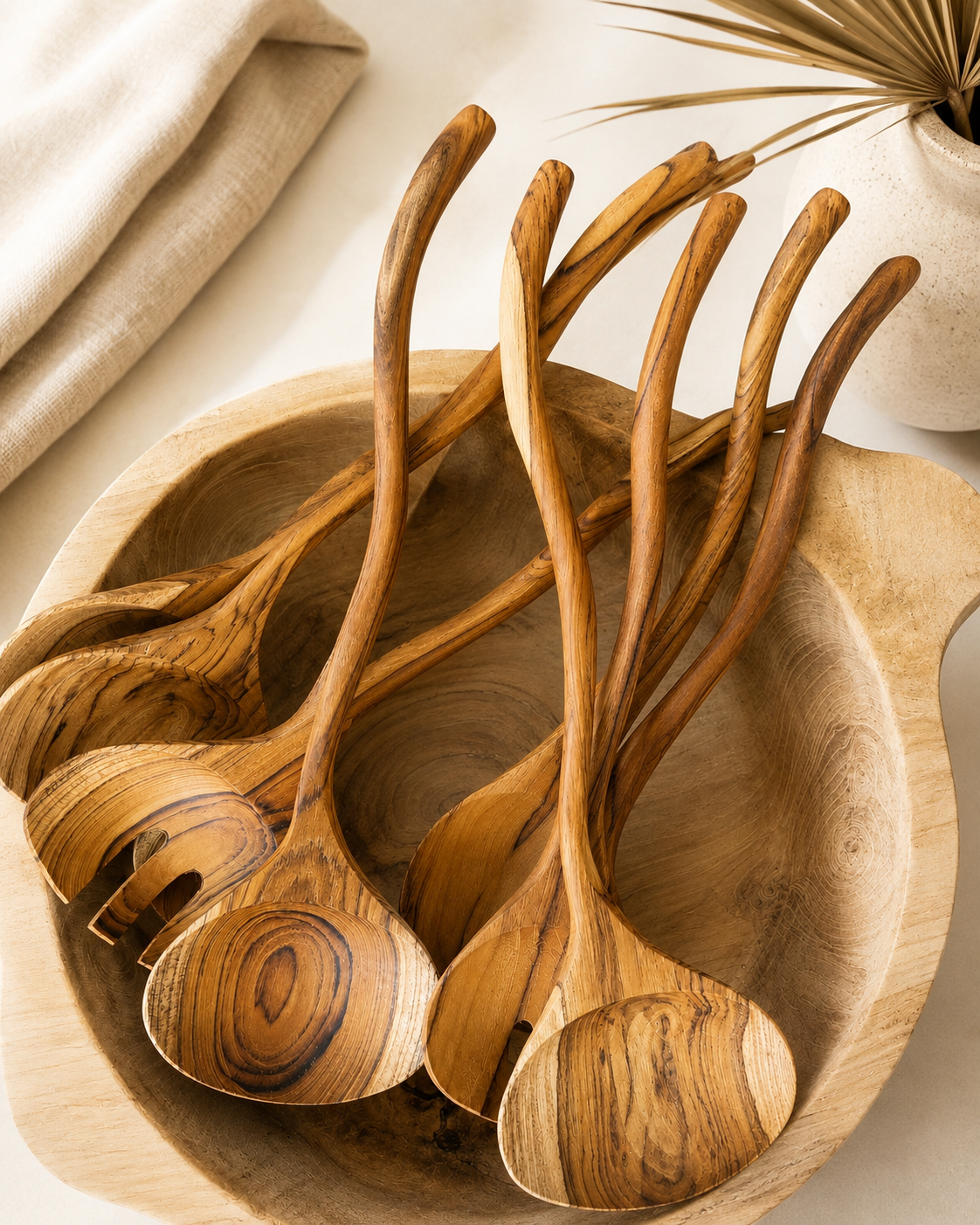 Hand-Carved Wooden Salad Servers Set 🌿